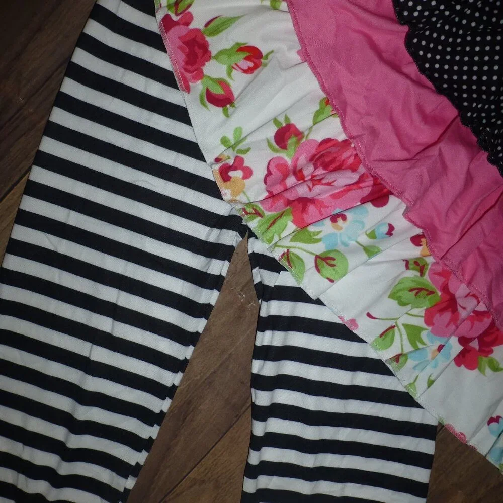 Boutique Floral Tiered Ruffle Tunic Dress & Ruffle Leggings Outfit Set